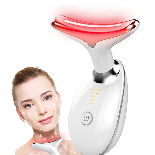 Neck Massager Facial Lift Three Light Modes Electric Skin Tightening Device LED Beauty Instrument White